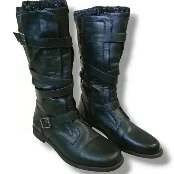 JustFab Andi Women Sweater Cuff Boots Black Size 10 #116 - Picture 2 of 8